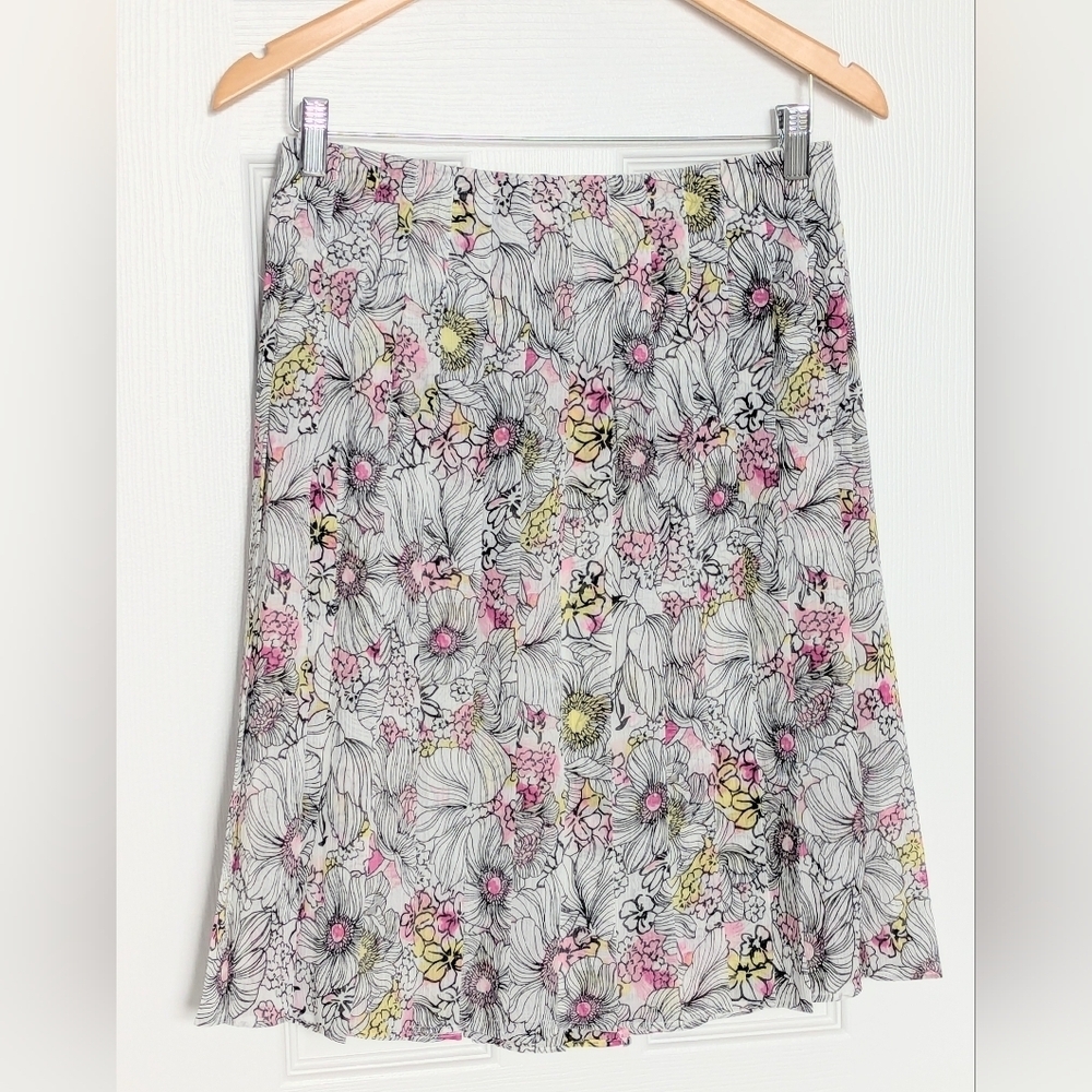 Tommy Hilfiger Women's (Size 6) Multicolored Floral Pleated Flowy A-Line Skirt